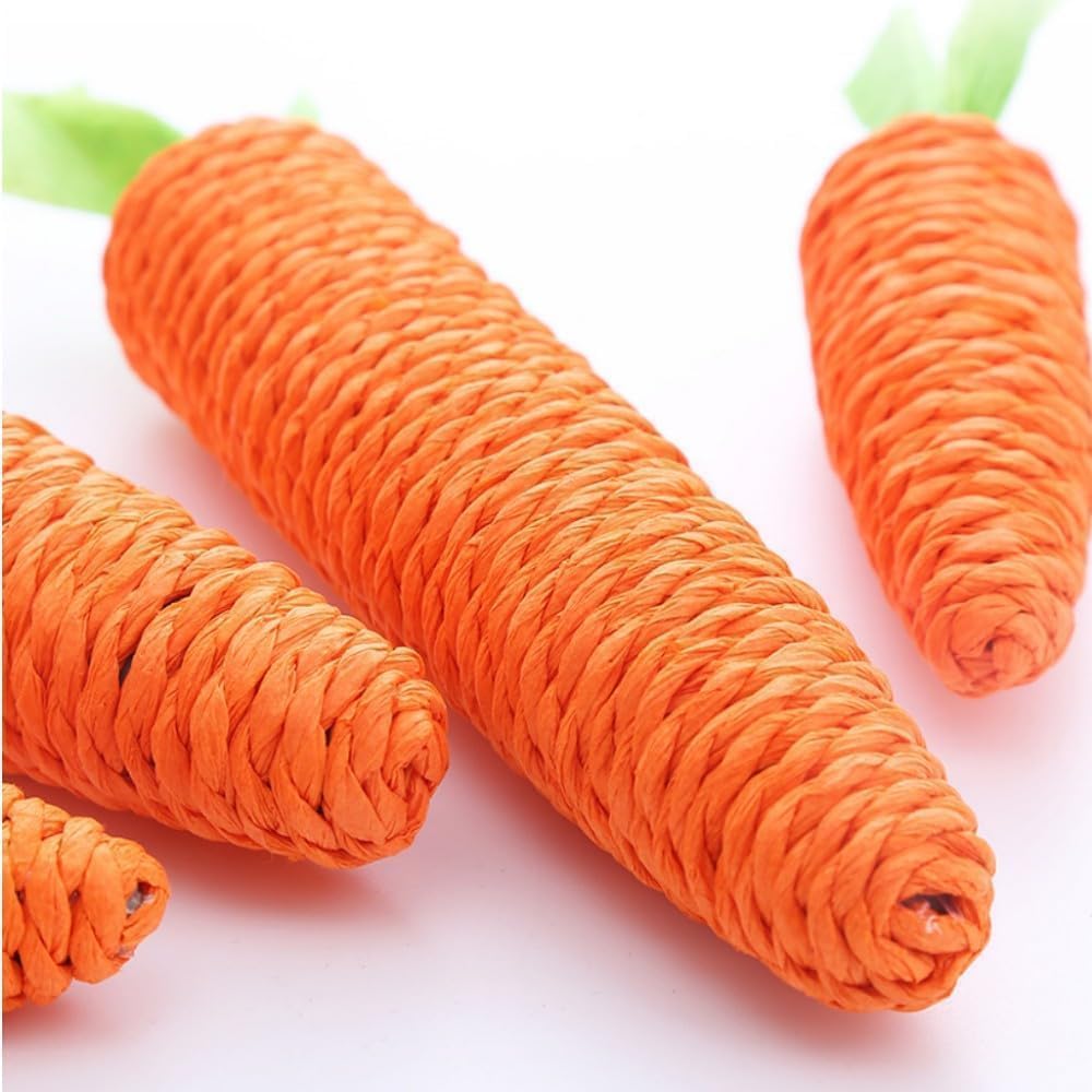 Cat Chew Toys, 2Pcs Carrot Shapes Cat Rope Toys with Sounding Parcels Interactive
