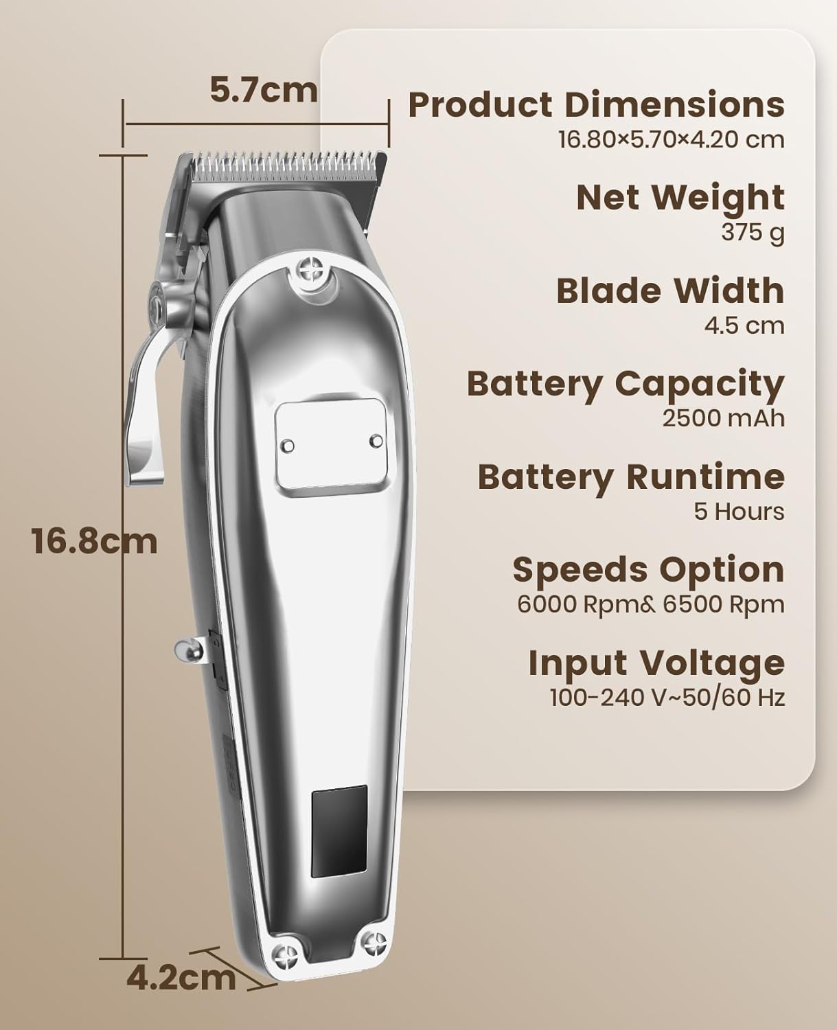 oneisall Dog Clippers Long Hair 2500 mAh Battery Dog Clippers