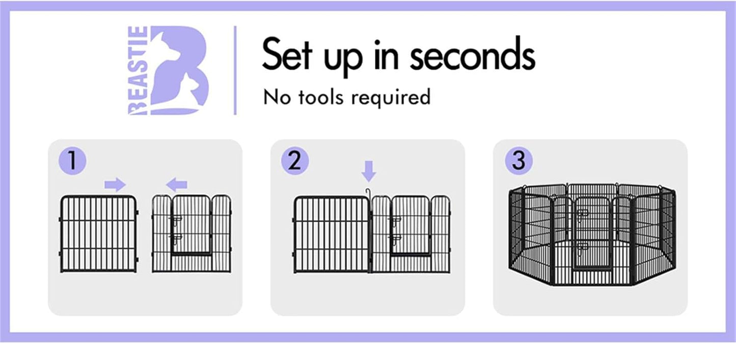 Beastie 40" Foldable Pet Dog Metal Playpen Enhanced, Universal Portable Pet Exercise Cage