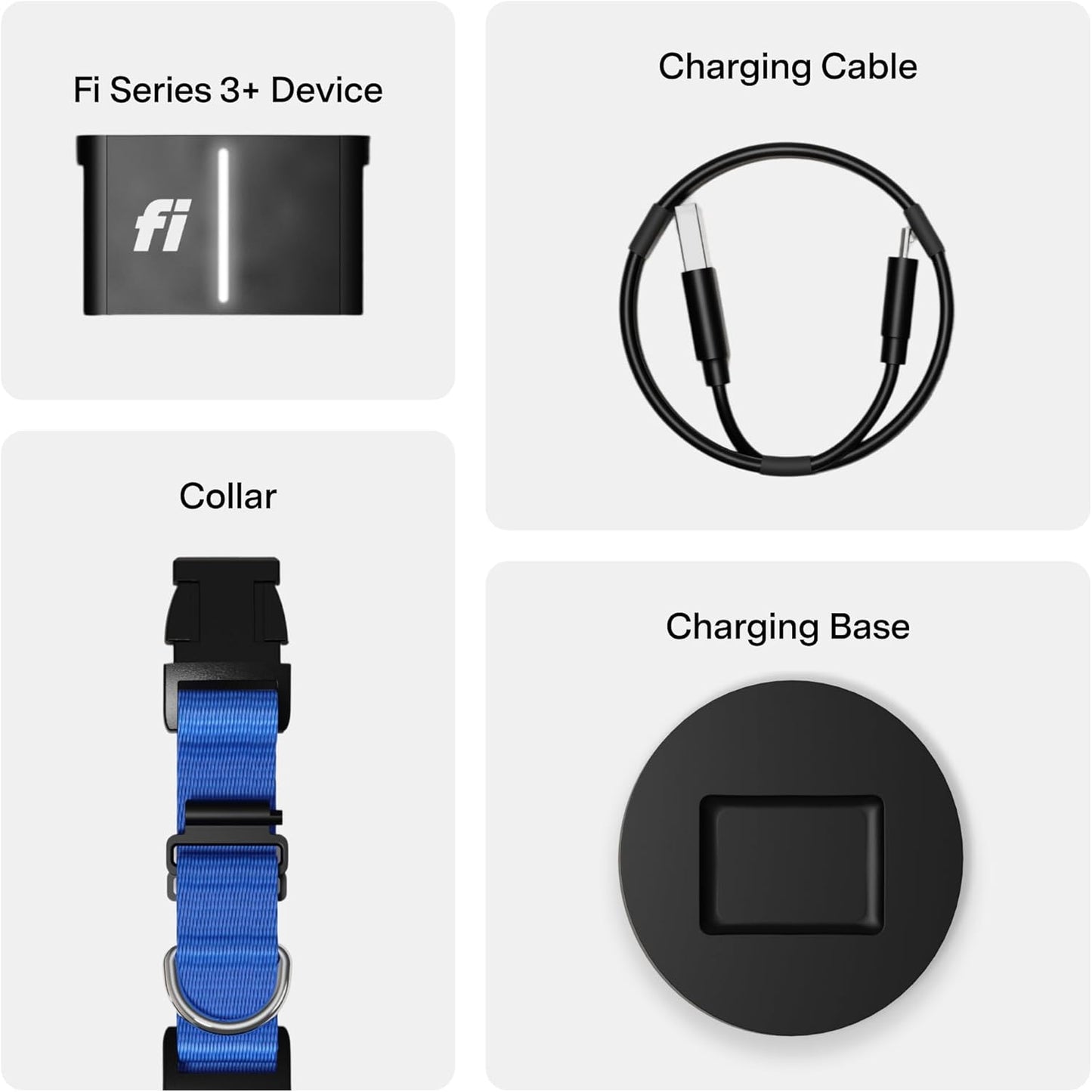 Fi New Series 3+ Smart Dog Tracker Collar [12 Month Membership Included] GPS Tracker for Dogs with Health & Behavior Monitoring, Escape Alerts, Waterproof, LED, Apple Watch Compatible (Blue, Large)