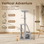 Petzly Cat Tower, 125cm Cat Tree for Indoor Large Cats, Multi-Level Condo with Ladder, Hideaways, Pompoms and Toy, Grey