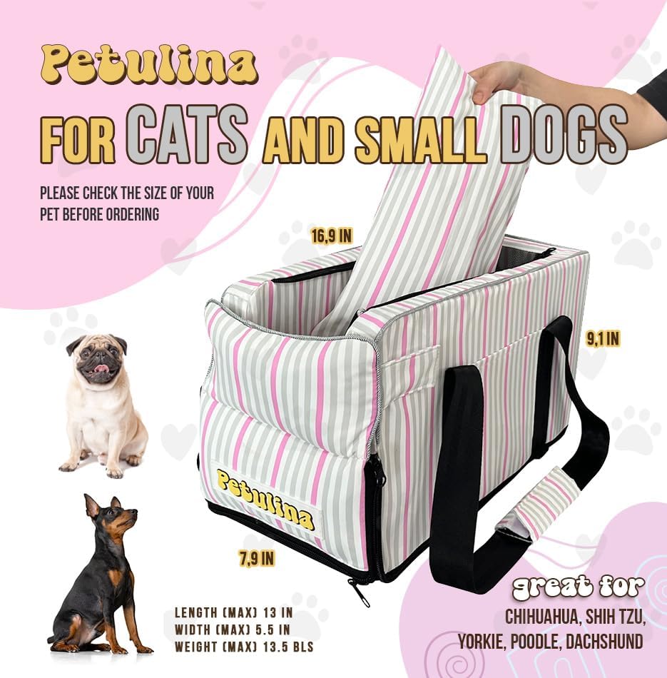 PETULINA Dog Car Seats for Small Dogs - Small Dog Car Seat