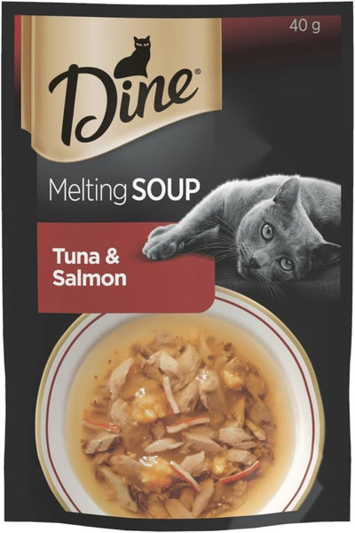 Dine Bonito and Chicken Soup Tun Sal Melting Soup Wet Cat Food 40 g (Pack of 12)