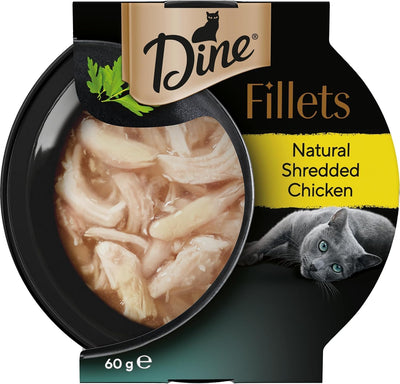 DINE Filets Wet Cat Food with Natural Shredded Chicken 16 x 60g Trays