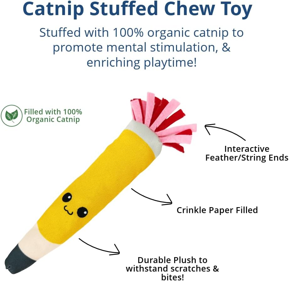 Pencil Kicker Catnip Toy w/ Long Shape & Bite Resistant Plush for Cat