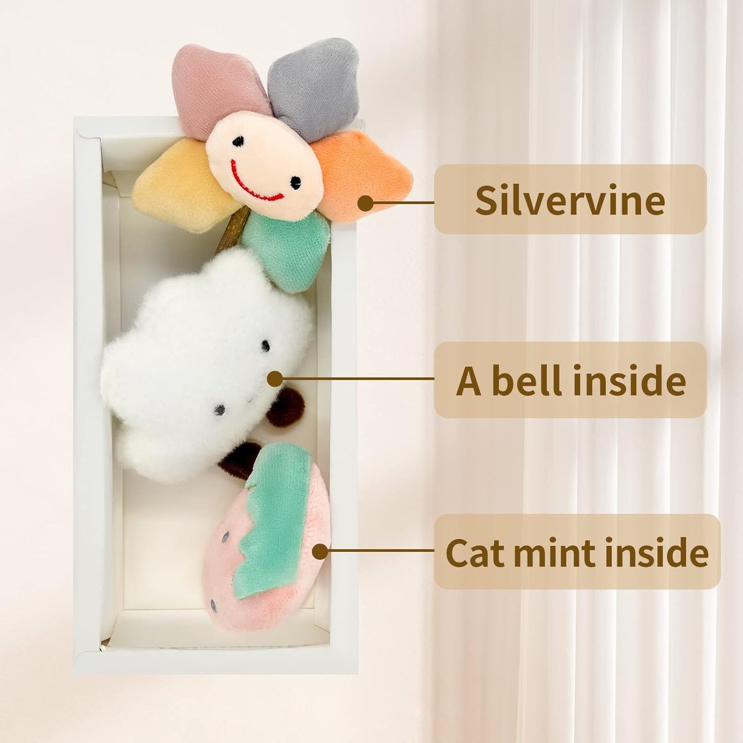 Catnip Toys for Indoor Cats - Cute Chew Toys for Teething, 3Pcs Bite Resistant Toy With Catnip