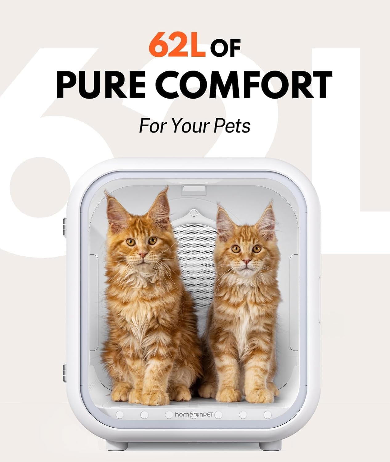 62L Dog Dryer Box, 360° Efficient Automatic and Quiet Cat Pet Dryer Box with Smart Temperature Control, Ideal for Cats and Medium Dogs (white)