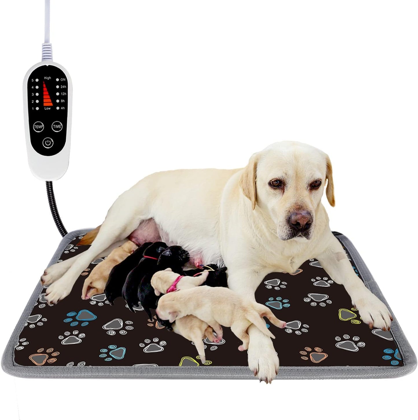 Pet Heating Pad, Waterproof Heating Mat for Dogs with 5-Level Timer and Temperature, Heating Pad for Pets Including（102 X 69 CM）