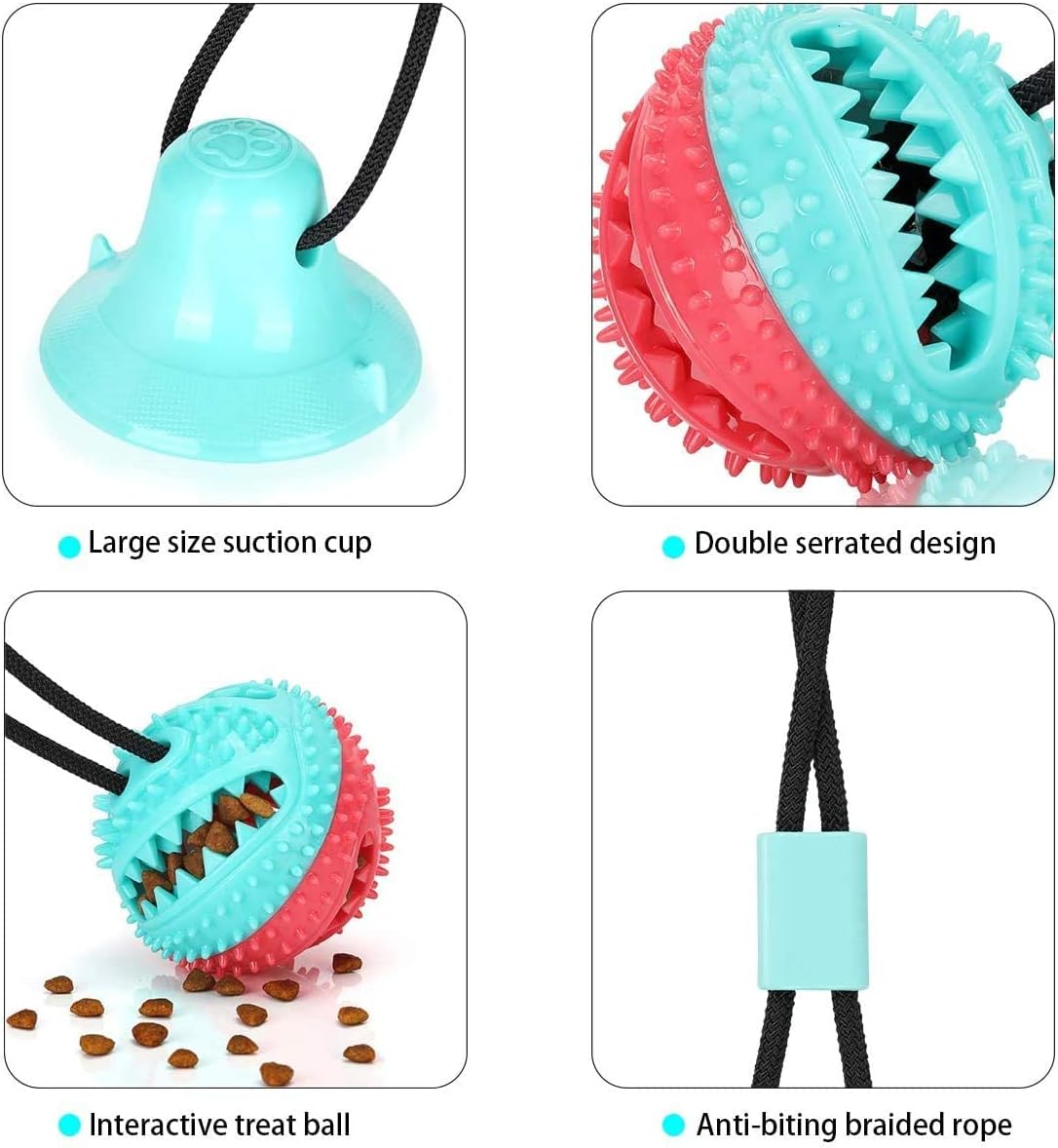 Interactive Dog Toys Tug of War, Mentally Stimulating Toys for Dog, Puppy Teething Puzzle Treat Food Dispensing Ball Toy for Small Medium dog