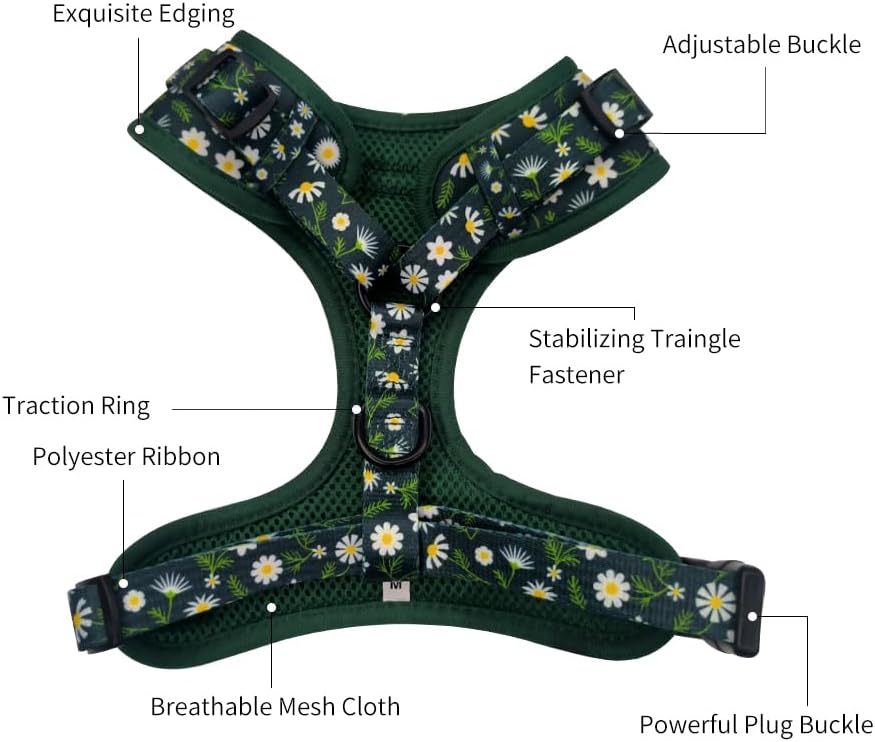 Adjustable Pet Harness and Leash Set—no-Pull, Lightweight, Breathable, Soft-Padded, Escape-Proof Comfortable for Puppies-small
