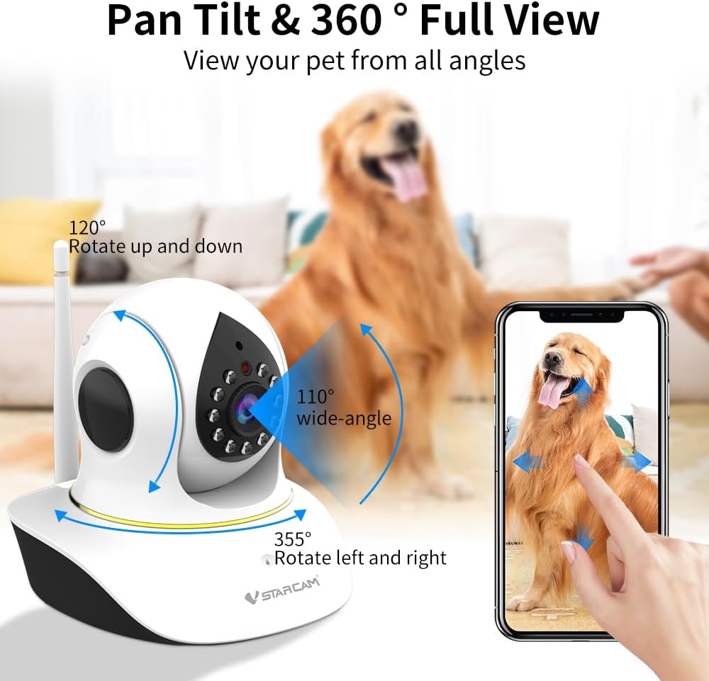 VSTARCAM Pet Camera with Laser, 3MP 2.4GHz WiFi Interactive Dog & Cat Laser Toy with Night Vision