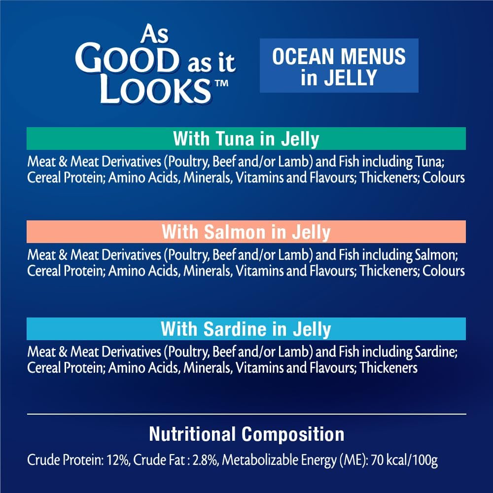 FELIX As Good As It Looks Adult Wet Cat Food Ocean Menus in Jelly 60x85g