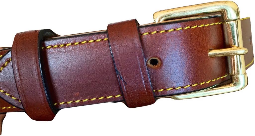 Padded Leather Dog Collar, Large Brown - Genuine Real Leather, 24" Long x 1.5 Wide, Fits Neck Size 18" to 21" Inches