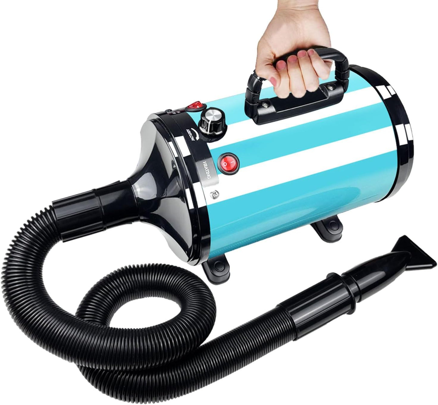 Professional Dog Hair Dryer, Low Noise, Adjustable Temperature (Blue)