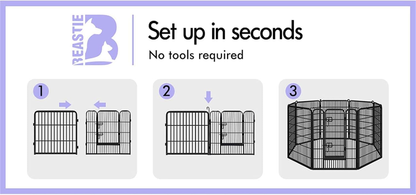 Beastie 32" Foldable Pet Dog Metal Playpen Enhanced, Universal Portable Pet Exercise Cage