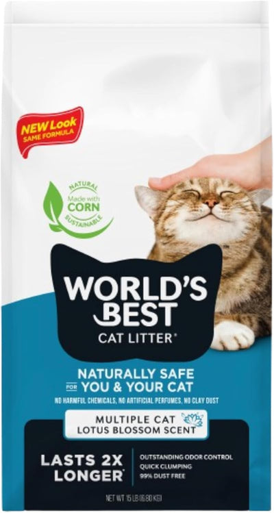 World's Best CAT Litter Multiple Cat Lotus Blossom Scented 15 Pounds