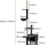 Pawz Large Cat Tree Tower Condo for Indoor Cats, Scratching Post, Soft Plush Multi-Level Climbing Tree, Activity Center, Cat Condo and Big Hammock, House, Dangling Ball, Adjustable Height 230CM-275CM