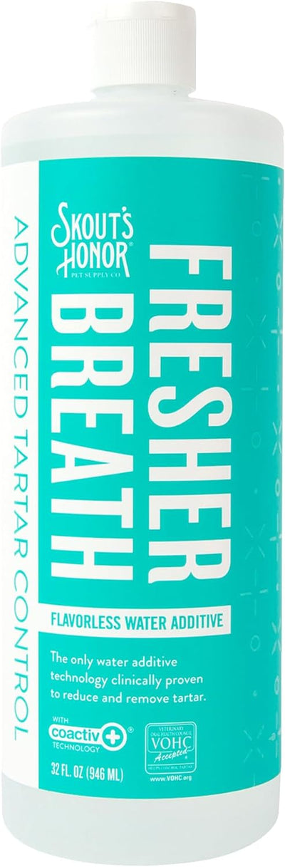 SKOUT'S HONOR Fresher Breath Flavorless Water Additive - VOHC Accepted for Tartar Control
