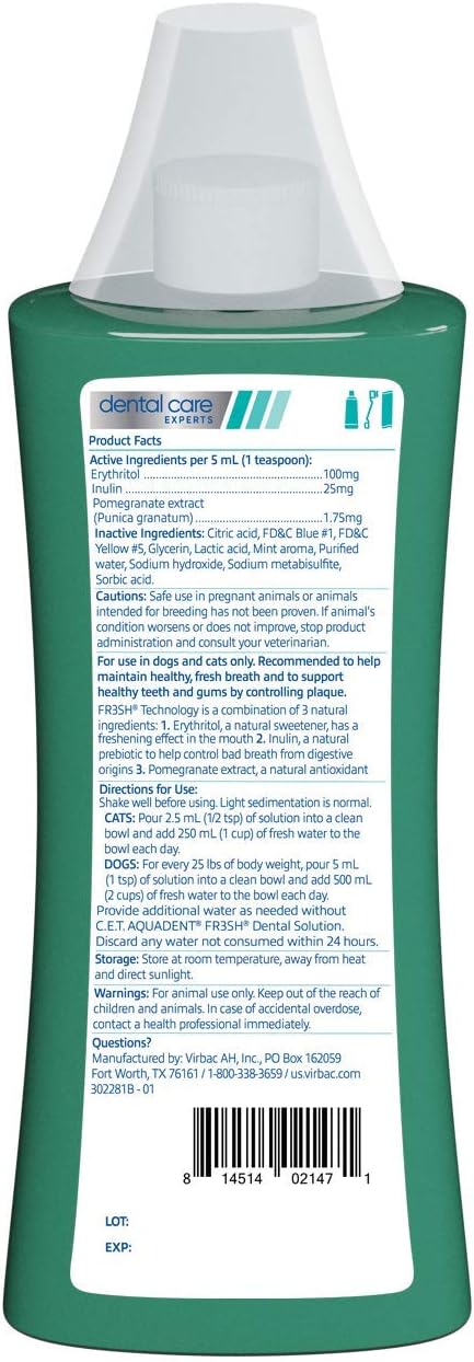 Virbac C.E.T. Aquadent Dental Solution for Dogs and Cats (500 ml)