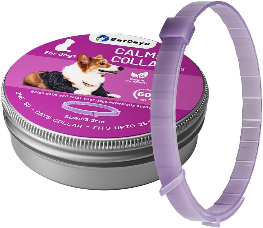 Fluorescent Calming Collar for Dogs and Cats with Pheromones - Maximum Anxiety Relief & Stress Reduction for Thunderstorms,Travel, Fireworks and Noise Phobias - Long Lasting 30 Days