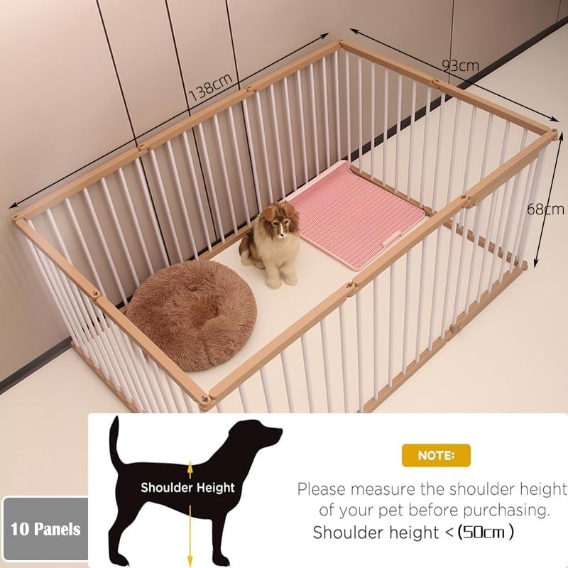Enliansgo Dog Playpen 10 Panels Heavy Duty Dog Pen 54" Length Puppy Pet Playpen Outdoors & Indoors Anti-Rust Exercise Dog Fence with Doors for Medium/Small Pet Play for RV Camping Yard (Dog Playpens)
