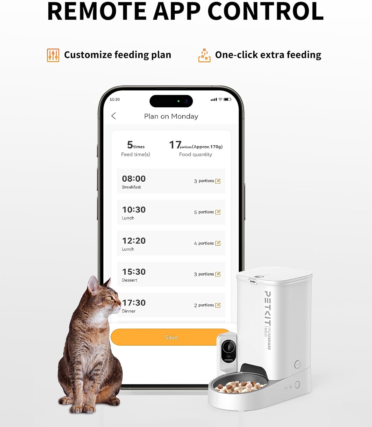 PETKIT Automatic Cat Feeder with Camera, 1080P HD Video with Night Vision, 2.4G WiFi Pet Feeder with Phone App Control, 2-Way Audio for Cats and Small Dogs, Portion Control Up to 10 Meals Per Day