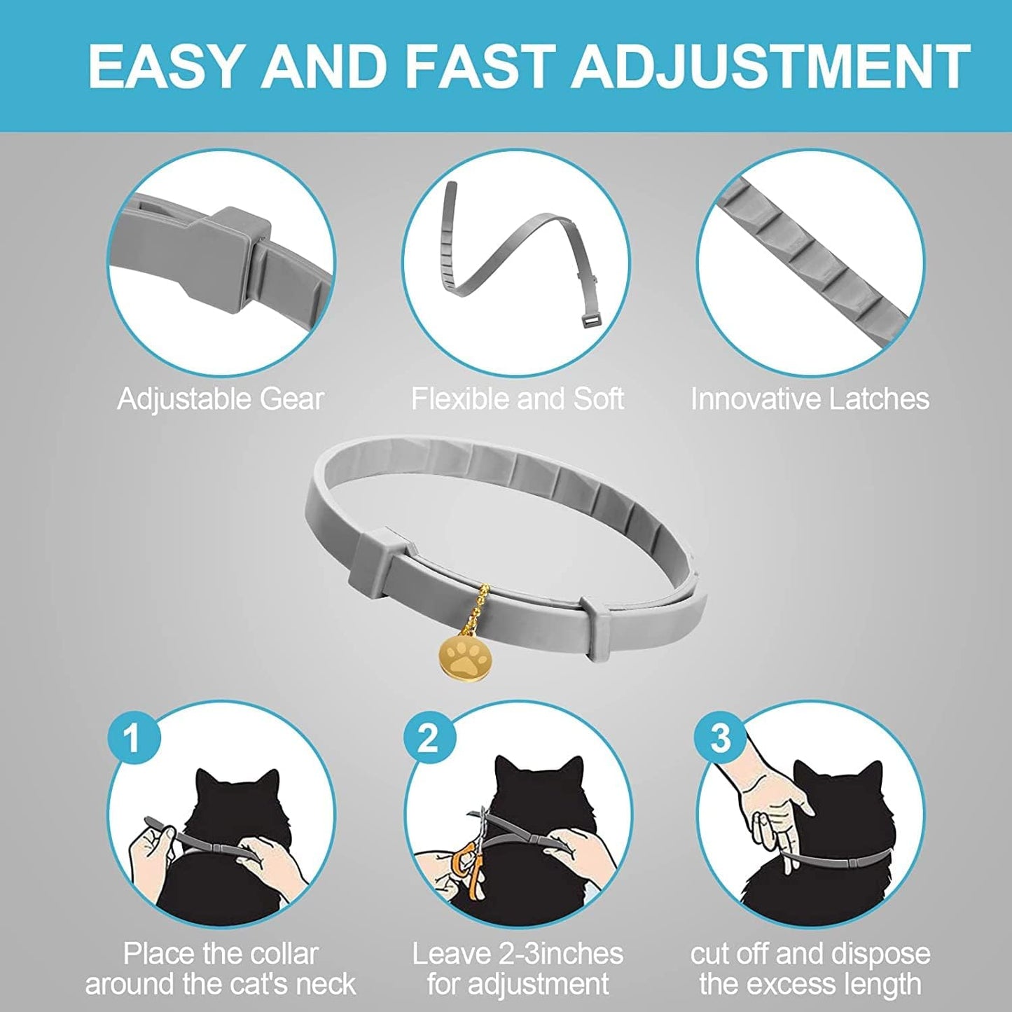Calming Collar for Cats 4 Pack, Pheromone Infused Collar, Natural Ingredients for Anxiety and Stress Relief