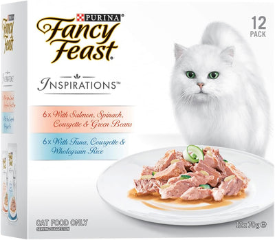 FANCY FEAST Inspirations Adult Wet Cat Food Salmon and Tuna Variety Pack 24x70g