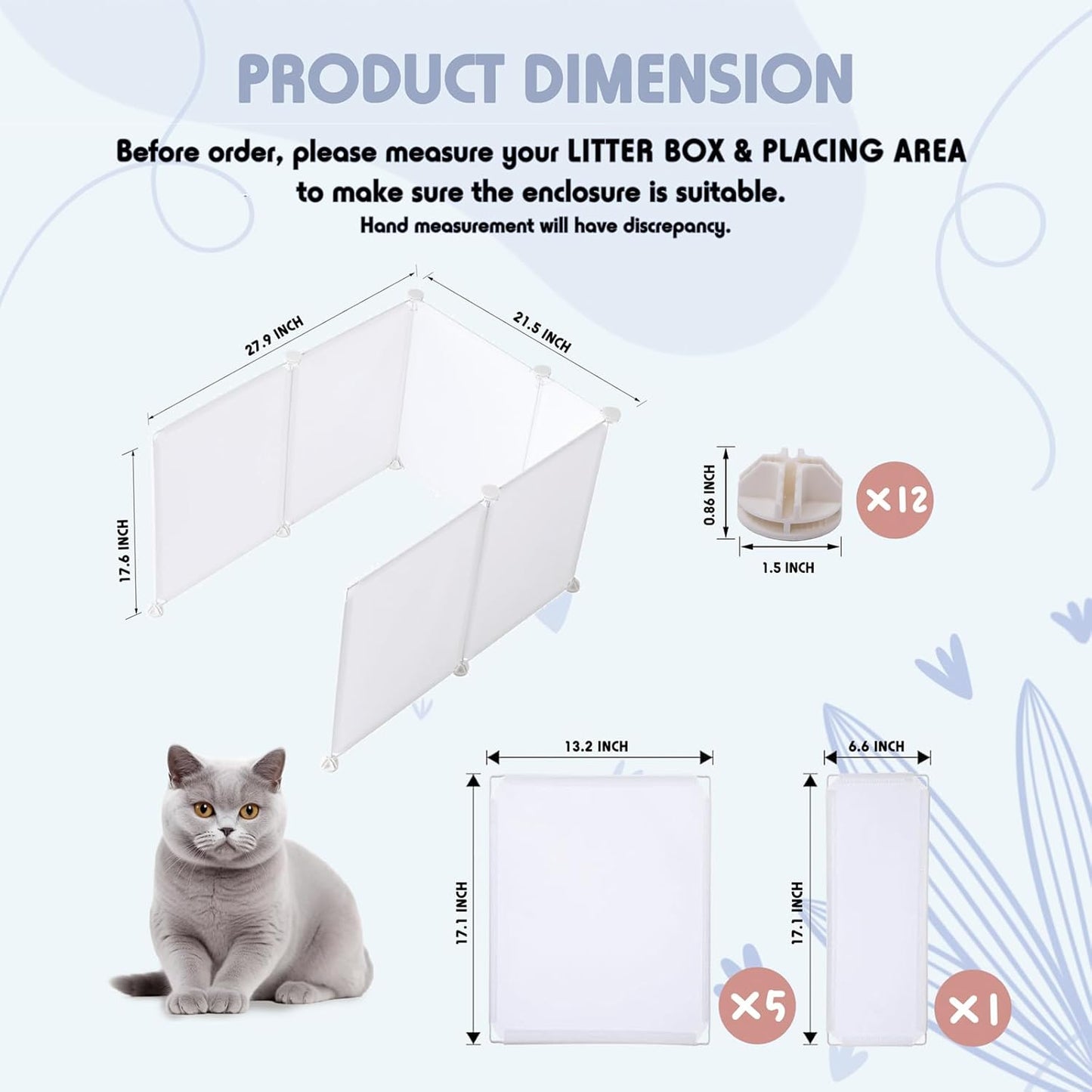 MEEXPAWS Cat Litter Box Enclosure Splash Guard Extra Large 28L × 21.5W x 18H inch
