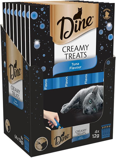 DINE Creamy Treats Cat Treats Tuna Flavour 4 x 12g, 8 Pack (32 Sachets)