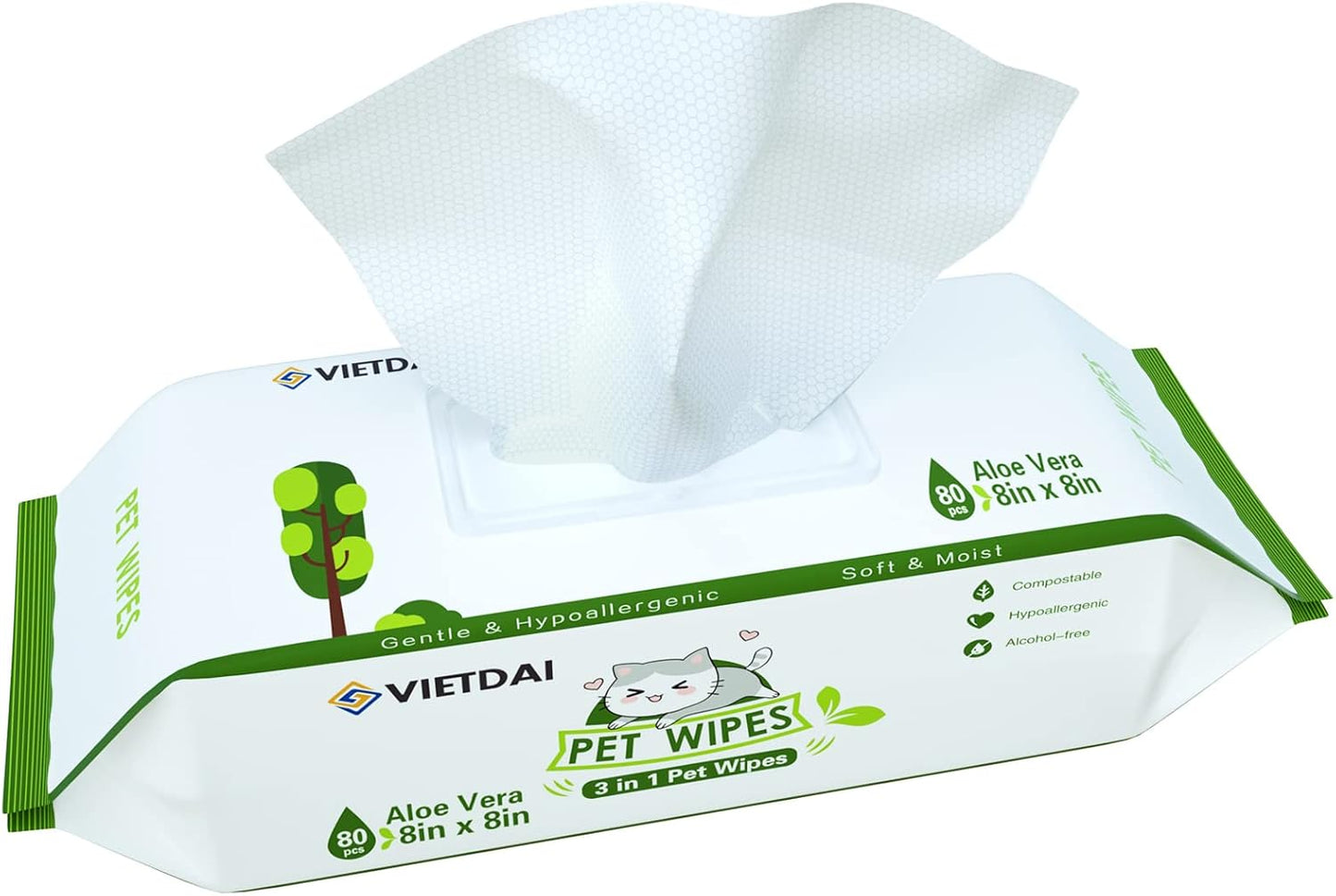 VIETDAI Dog Wipes Pet Wipes for Dogs & Cats Big Thick Large Multipurpose Cleaning