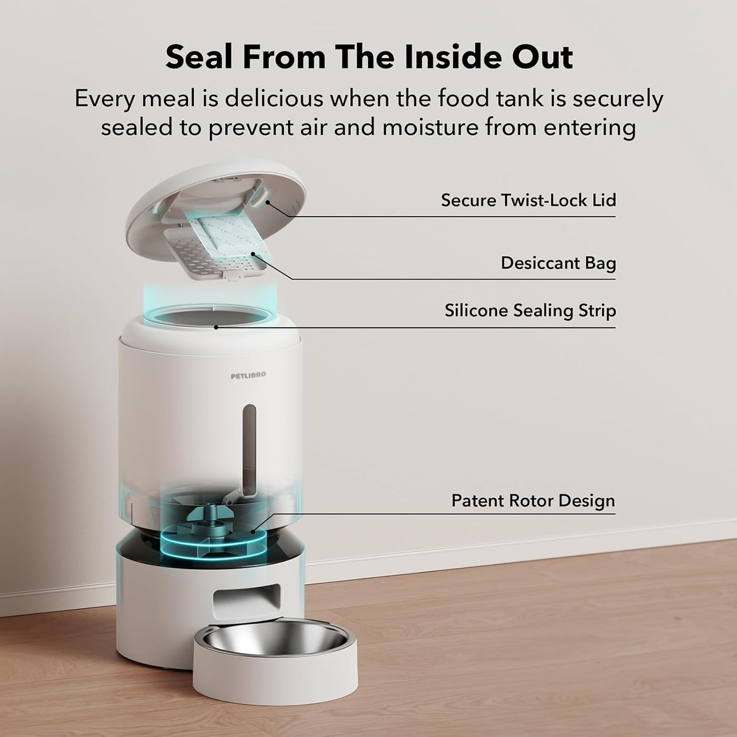 PETLIBRO Granary Automatic Cat Feeder, Smart WiFi App Control (2.4GHz/5GHz), Custom Meal Scheduling & Voice Recording, Dry Food Dispenser, 5L Capacity