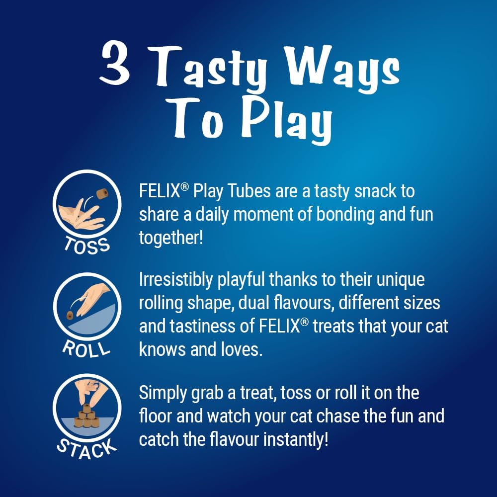 FELIX Adult Cat Treats Chicken & Liver Play Tubes 8x50g