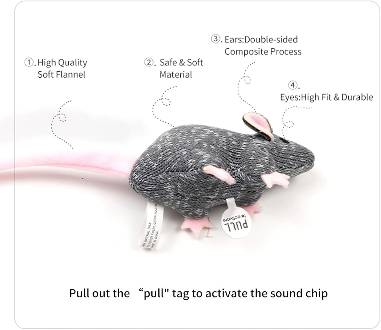 Catnip Mouse Toy and Sound Mouse Toy Sets for Indoor Cats-2pcs