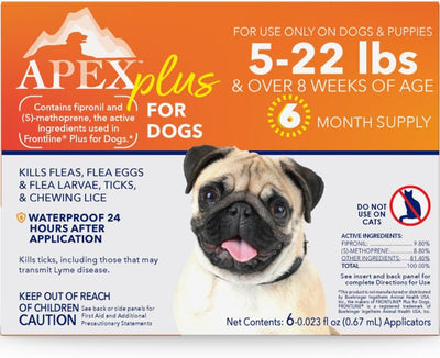 Apex Plus Flea and Tick Prevention for Dogs | Small (5-22 lbs) | 6-Month Supply | Dog Flea and Tick Treatment