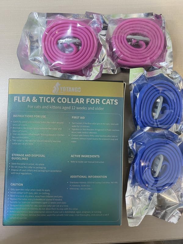 4 Pack Flea Collar for Cats, 32 Months Flea and Tick Prevention for Cats, Waterproof Cat Flea Collar
