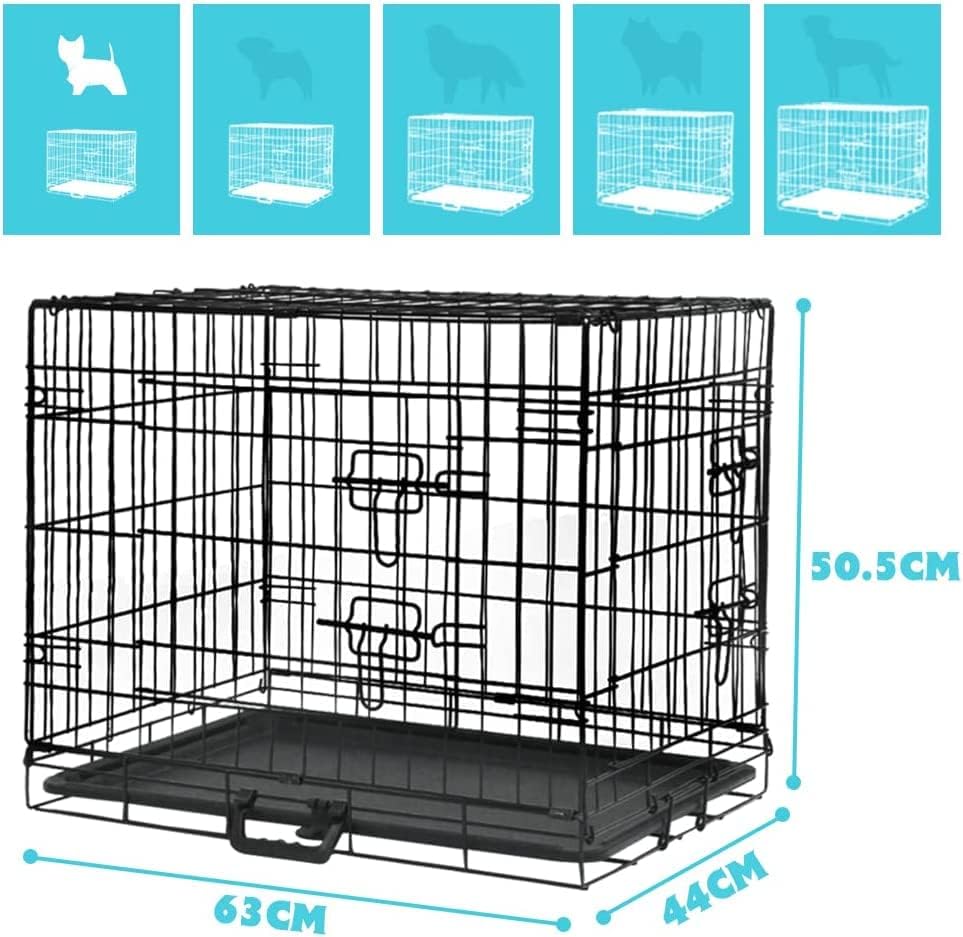Advwin 24" Dog Cage Pet Crate Puppy Cat Foldable Metal Kennel 2 Doors with Removable Tray