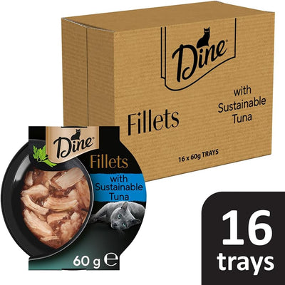 DINE Filets Wet Cat Food with Sustainable Tuna 16 x 60g Trays