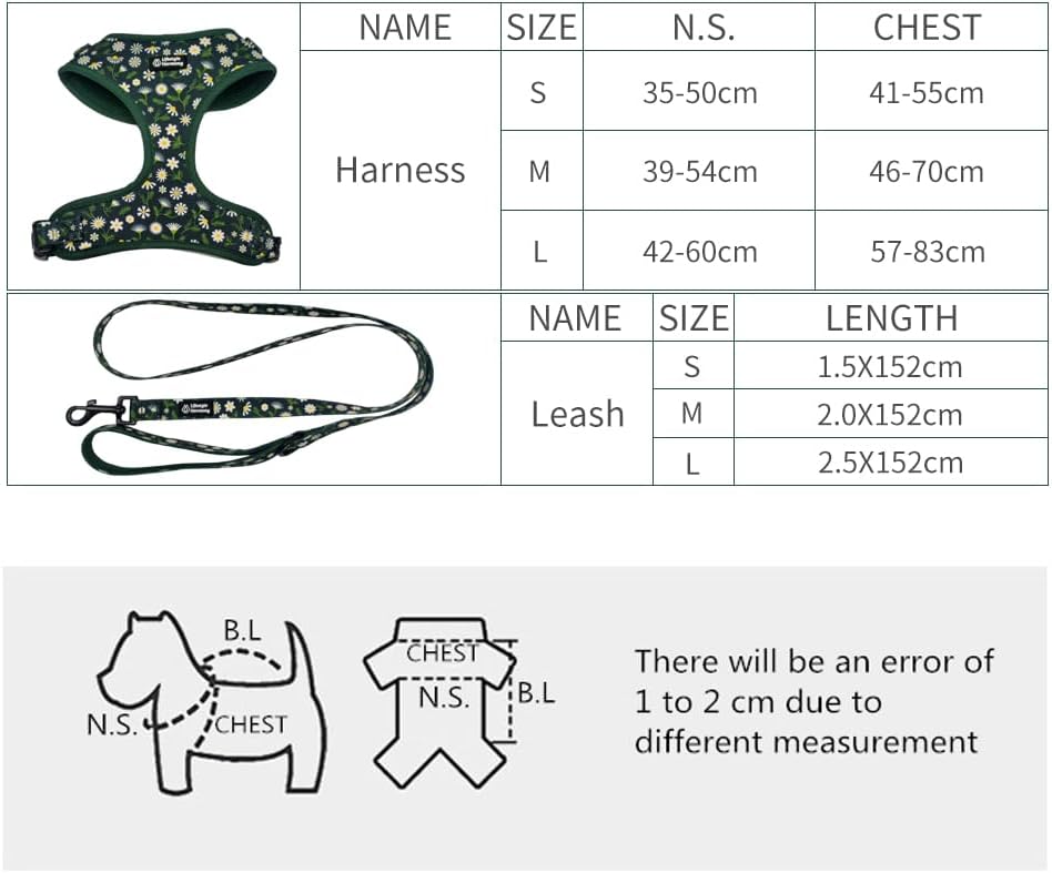 Adjustable Pet Harness and Leash Set—no-Pull, Lightweight, Breathable, Soft-Padded, Escape-Proof Comfortable for Puppies-small
