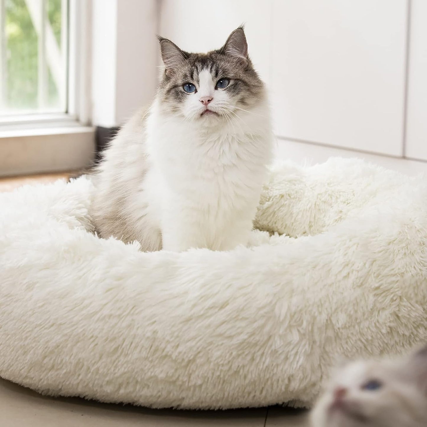 Anti Anxiety Round Fluffy Plush Faux Fur Warm Washable Dog Bed & Cat Bed, Original Bed for Small Medium Large Pets,Used to Relieve Joints and Improve Sleep