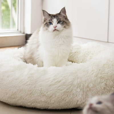 Anti Anxiety Round Fluffy Plush Faux Fur Warm Washable Dog Bed & Cat Bed, Original Bed for Small Medium Large Pets,Used to Relieve Joints and Improve Sleep