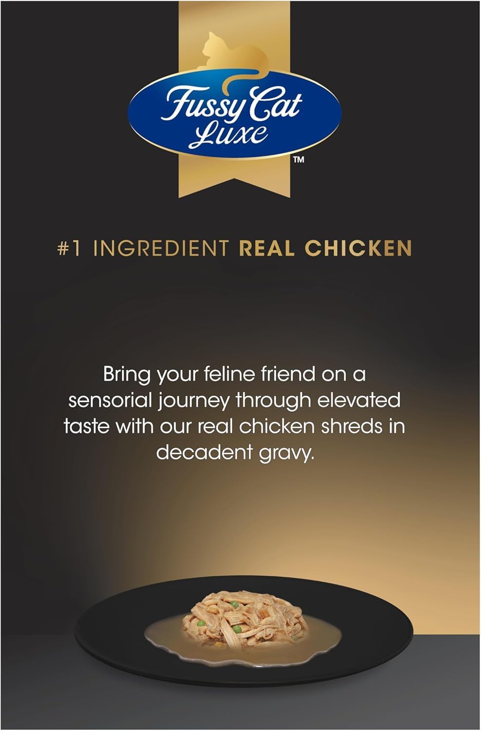 Fussy Cat Luxe Wet Cat Food, Chicken Shreds in Decadent Gravy 12x70g