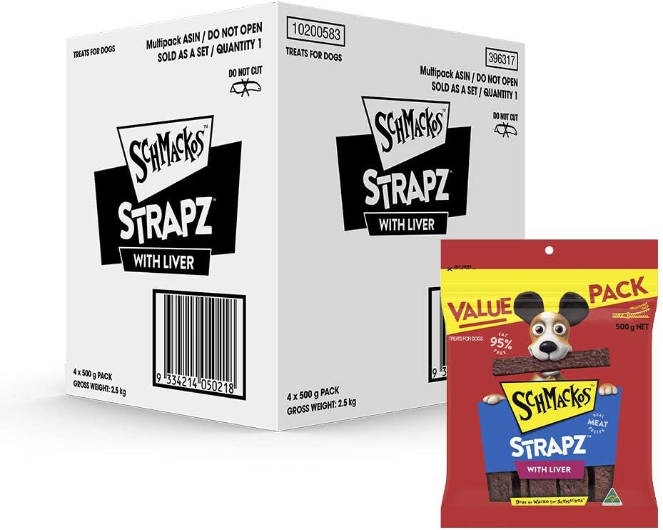 SCHMACKOS Strapz Dog Treats With Liver 500g, 4 Pack