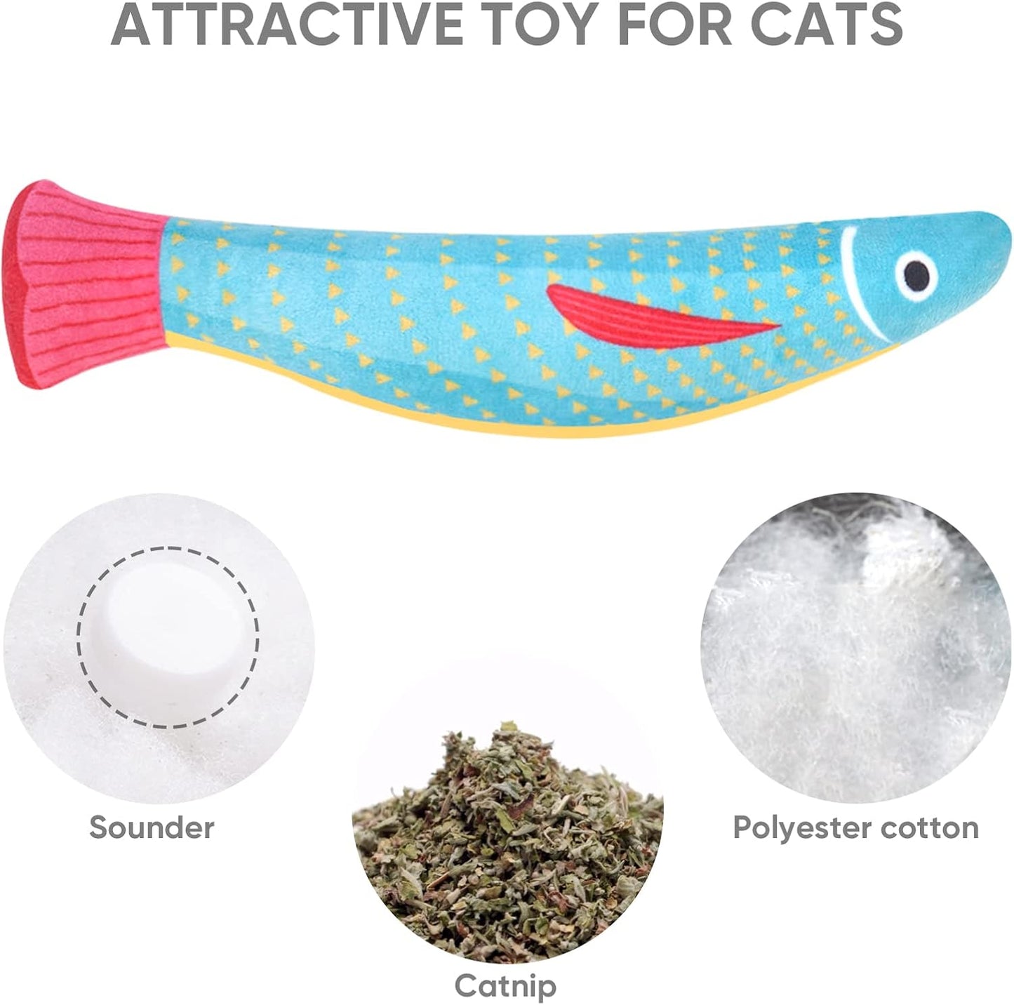 4Pcs Catnip Toy, Plush Cat Toys with Jingly Bell, Bite Resistant Chew Toys