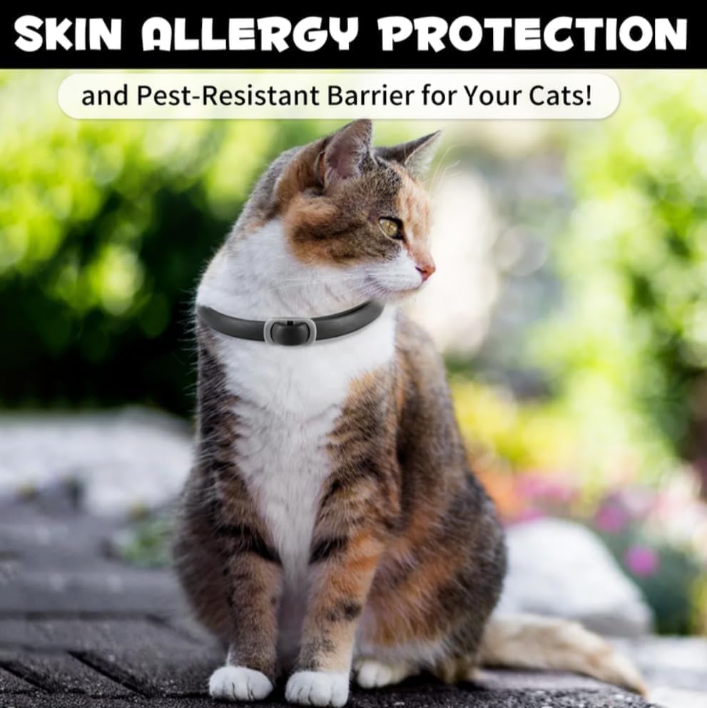 Cat Flea and Tick Collar | 24-Month Flea & Tick Prevention | Adjustable, Water-Resistant & Safe | Natural Ingredients | for Cats of | 4-Pack