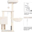 Heybly Cat Tree with Cat Self Groomer Brush, Cat Tower Condo for Indoor Cats with Padded Plush Perch,Beige