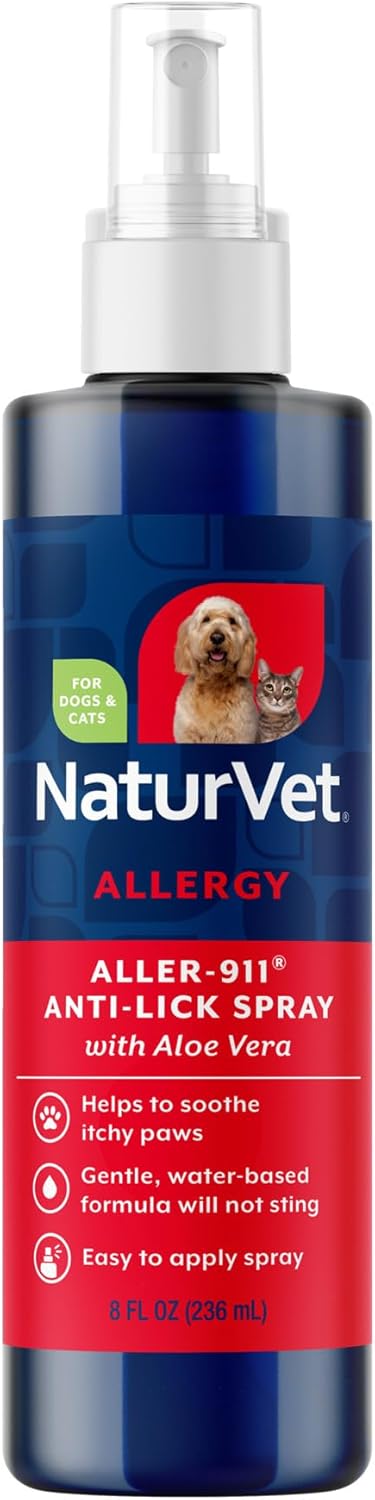 NaturVet 978002 Aller-911 Anti Lick Paw Spray for Pets, 8-Ounce