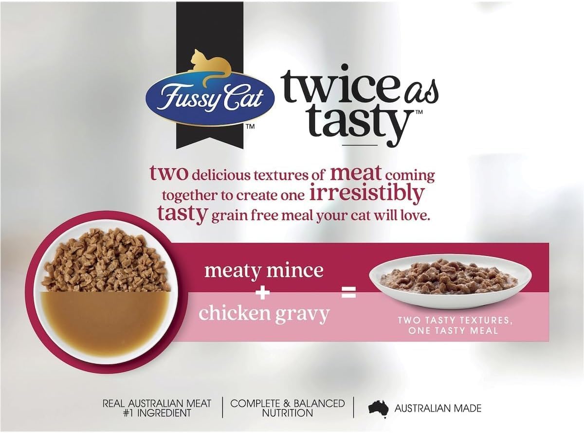 Fussy Cat Grain Free Twice as Tasty Kitten Wet Food, Kitten Mince 12x80g