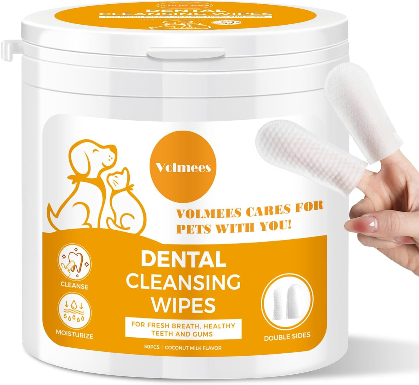 Pet Dental Finger Wipes for Dogs and Cats,50Pcs