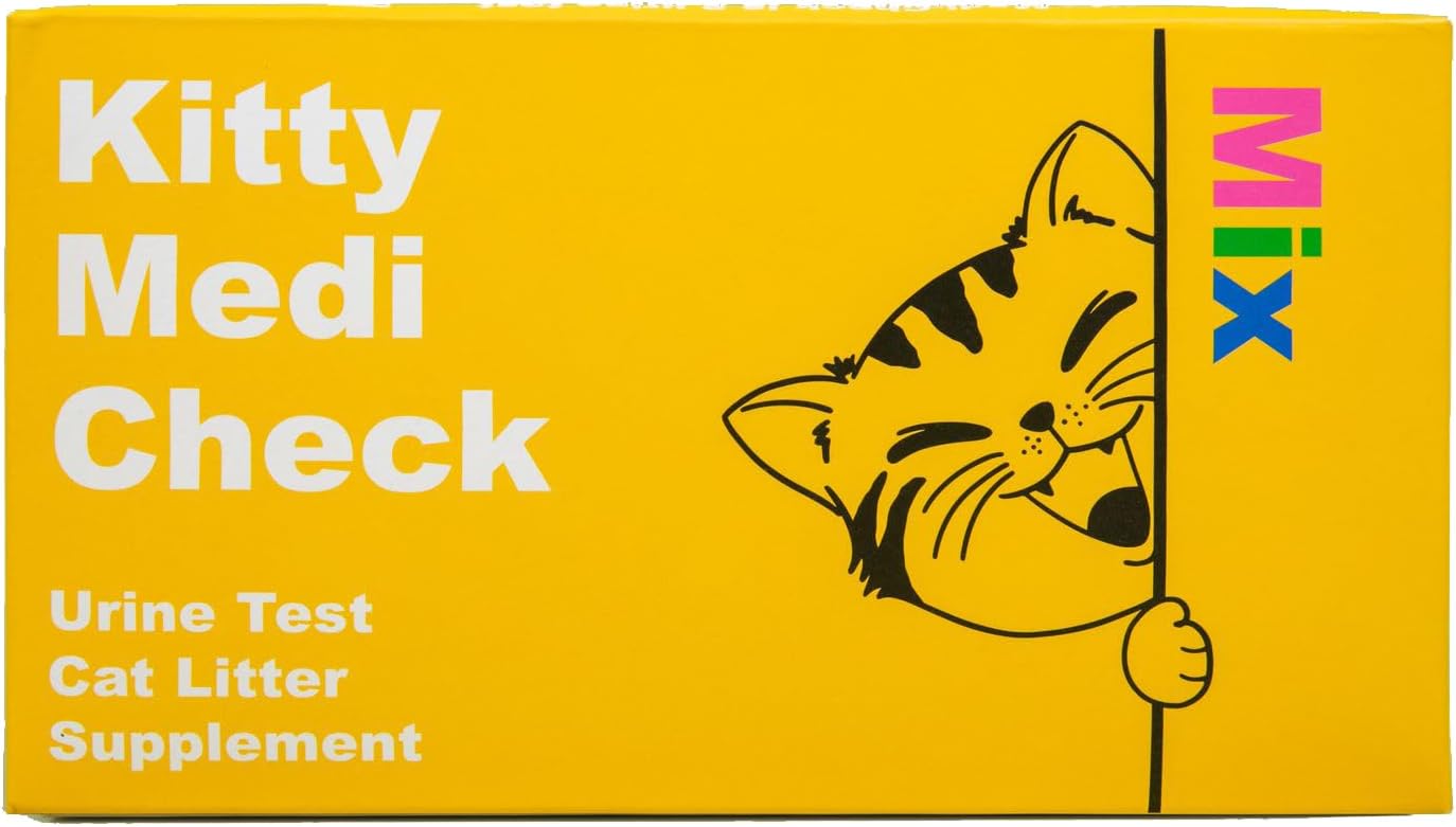 Kitty-Medi-Check Cat Urine Health Test Kit, Easy Monitoring at Home,100% Eco-Friendly - Mix 3 Combo Pack (Alkalinuria, Proteinuria, Hematuria)-210g/7.4oz 100% Biodegradable.